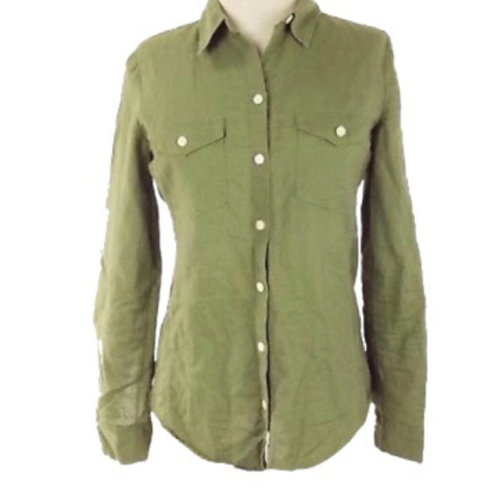 **HOLD 💕green Banana Republic button up.XS